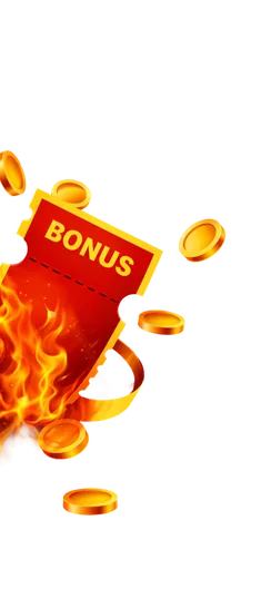 Brennendes Bonus-Ticket mit Goldmünzen