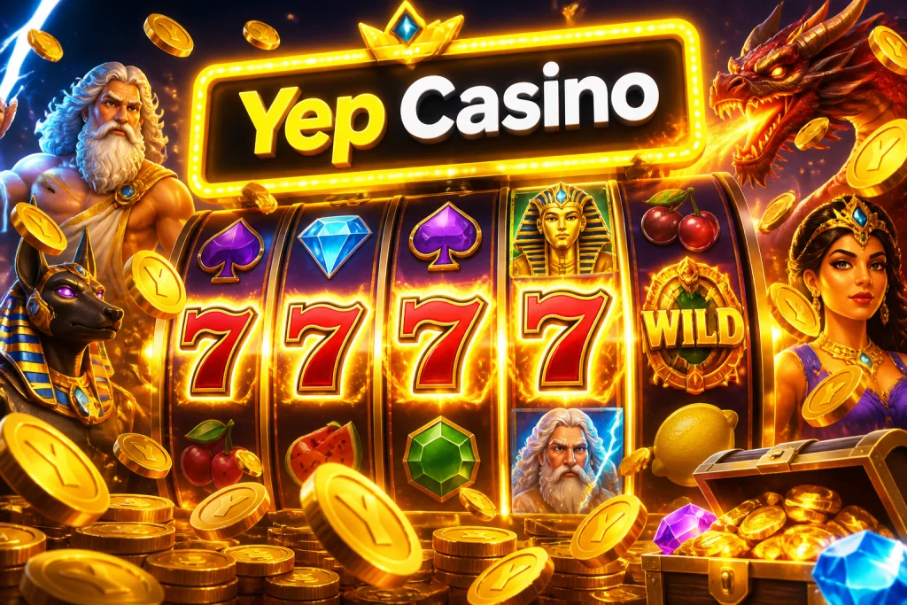 Slot-Großgewinn mit Freispielen: leuchtende Walzen mit Symbolen und Goldmünzen